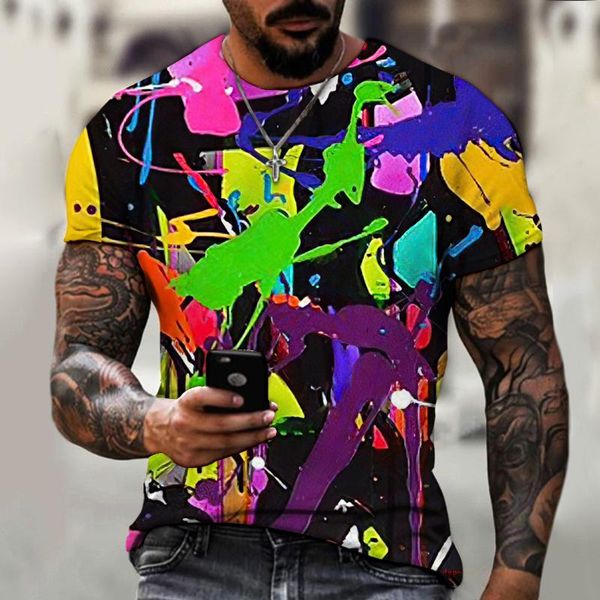 

men's t-shirts 3d printing t-shirt color vibrant youth funny art breathable quick-drying round neck oversized street top, White;black