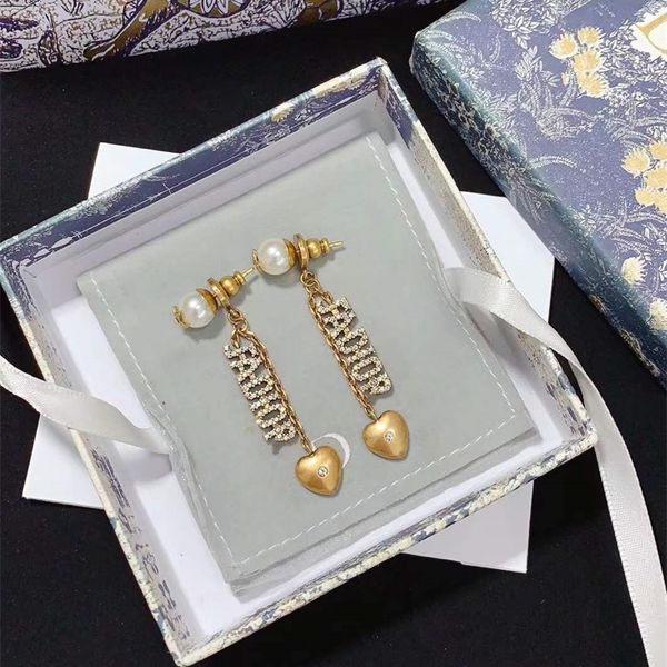 

70% off jewelry sales version letter full diamond long tassel earrings women's fashion earrings, Golden