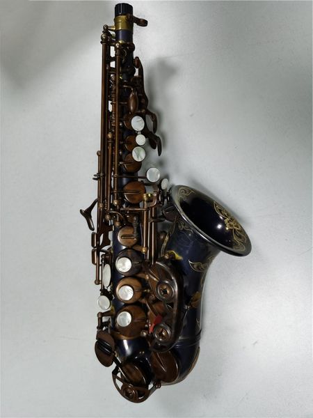 

curved soprano saxophone skyblue color body vintage color key