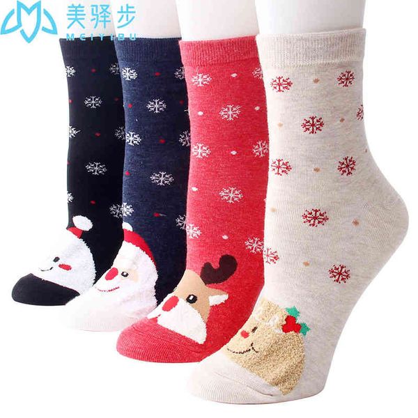 

pairs per set winter new cartoon christmas socks sweat absorbing lovely women socks santa claus elk socks wholesale l220714, Black;white