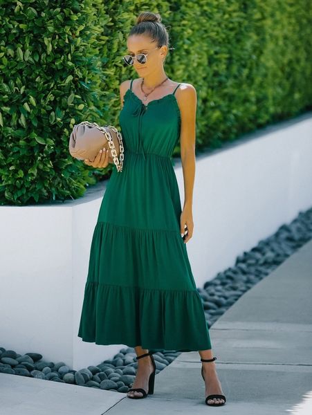 

knot front ruffle hem cami dress r1oj#, Black;gray