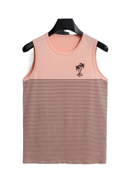 

men striped & tropical print tank u5w9#, White;black