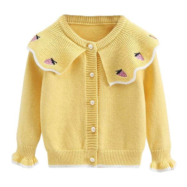 Ragazze maglione lavorato a maglia Starwberry Ragazze Cappotti Capispalla stile casual per bambini Primavera Autunno Abbigliamento per bambini 210412