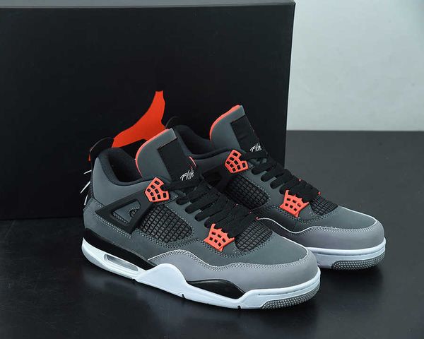 

authentic quality jumpman 4 infrared basketball shoes dark grey/infrared 23-black-cement grey outdoor sports sneakers send with original