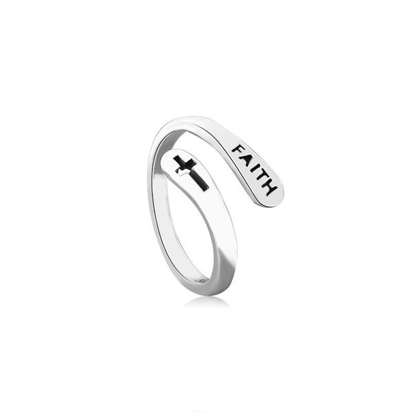 925 anello placcato in argento sterling per donne alla moda di fede regolabile anelli cross per ragazze gioielli