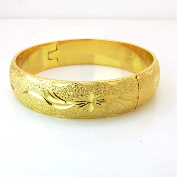 

15mm thick women bangle openable bracelet solid 18k yellow gold filled dubai wedding engagement women's jewelry gift dia 60mm, Black