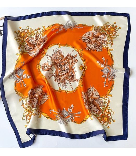 

chain women's small square scarf fashion scarf summer decoration spring and autumn thin gift 70*70cm, Blue;gray