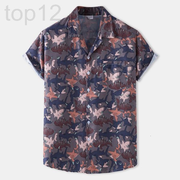 

men's casual shirts designer 2022 hawaiian series beach style cuban collar printed short sleeve pants national leisure suit batch dr2w, White;black