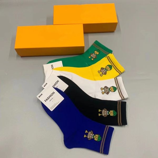 

2022 mens socks designer for womens men luxury cotton sock classic designers letter stocking comfortable 5 pairs together popular trend lol, Black