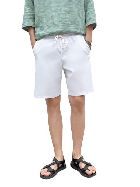 

men drawstring waist straight leg shorts r7os#, White;black