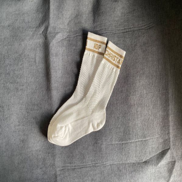 

womens fashion classic hosierys brand d's spring summer hollow letter tube sock mercerized wool socks mesh pile calf designers short fe, Black;white