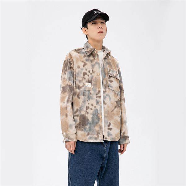 

dress spring long sleeve shirts hip hop tready designer harajuku mosaic tie-dyed streetwear shirt aa, White;black
