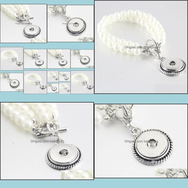 

tennis bracelets jewelry 1pcs one direction pearl beads braceletbangles fit 18mm snap button for women dhvan, Golden;silver