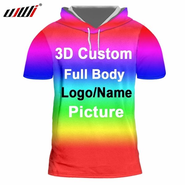 

ujwi 3d men's hooded tshirt custom team suit men oversized wholesale diy tee shirt large size factory vendors wholesale 220619, White;black