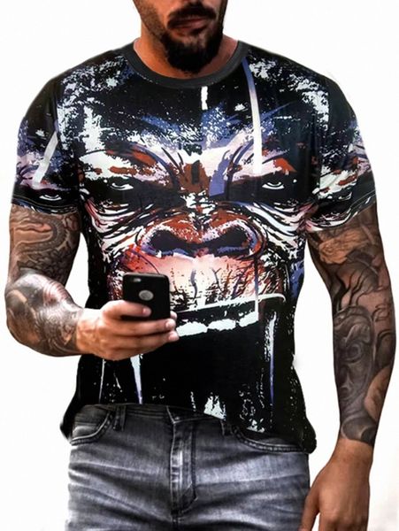 

men animal print tee z3sg#, White;black
