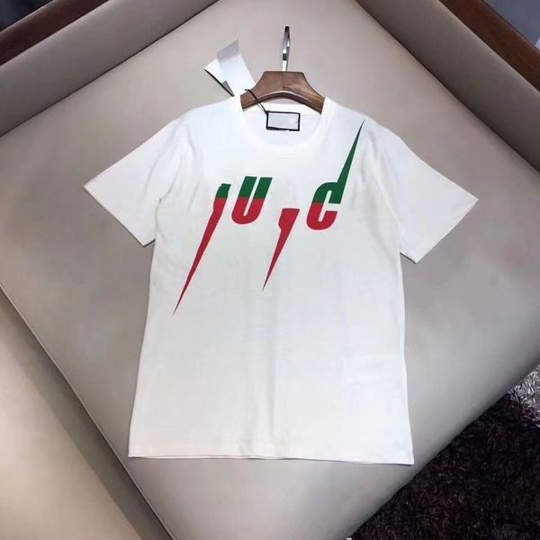 

cotton men's t shirt spring summer designer new lightning print loose short sleeve men's and women's couple t-shirts, White;black