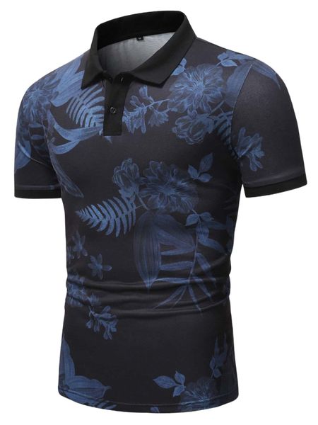 

men tropical print polo shirt 33mi#, White;black