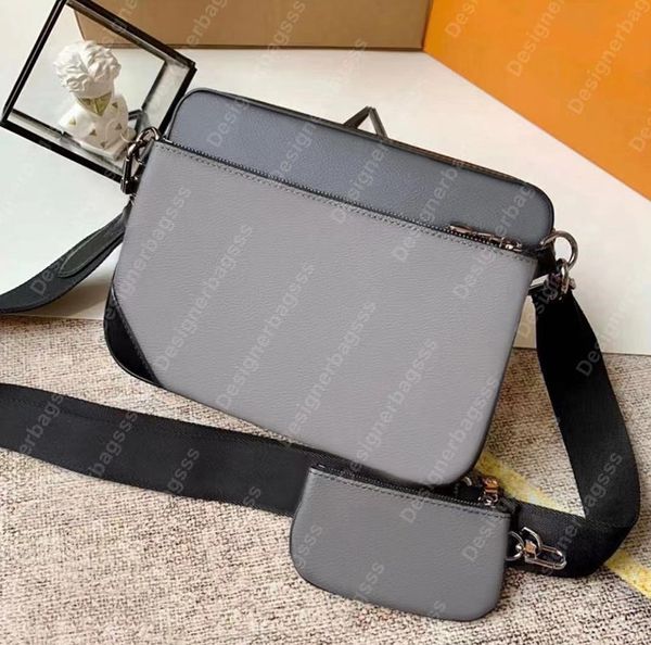 borse a tracolla firmate trio messenger Borse a tracolla Fashion Cross Body per uomo Borse in pelle di lusso M69443 Patta Tasca frontale rimovibile con zip Hardware argento