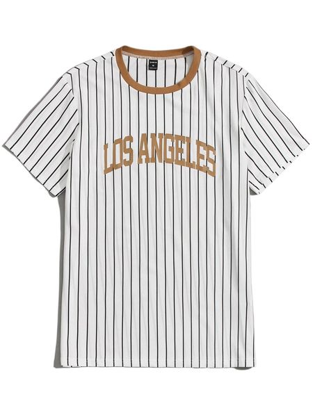 

men striped & letter graphic tee z47p#, White;black