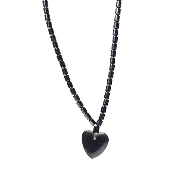 

hematite necklace women natural stone heart pendant, Silver