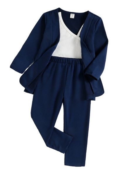 

toddler girls solid coat & & asymmetrical neck & pants a5eu#, Black;white