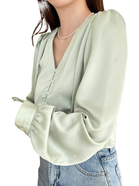 

dazy v neck button front crop blouse o4ji#, White
