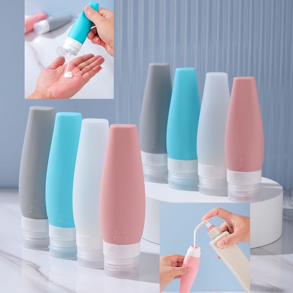 

60/90ml portable leak-proof silicone travel empty bottle liquid container emptys refillable packing lotion shampoo container yf0086