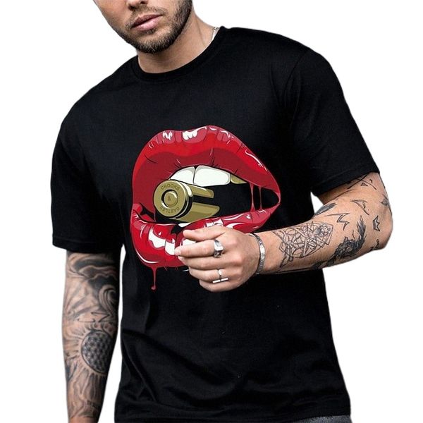 

men's tee t shirt shirt 3d print graphic mouth plus size crew neck casual daily short sleeve basic designer slim fit big and tall a b, White;black