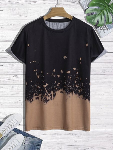 

men color-block round neck tee d1y0#, White;black
