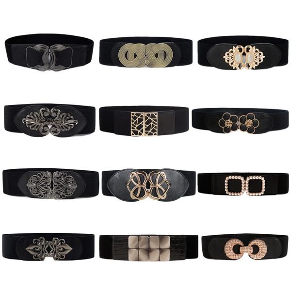 

belts fashion women wide waist elastic stretch belt cinch waistband cummerband plus size girls seal beltsbelts, Black;brown