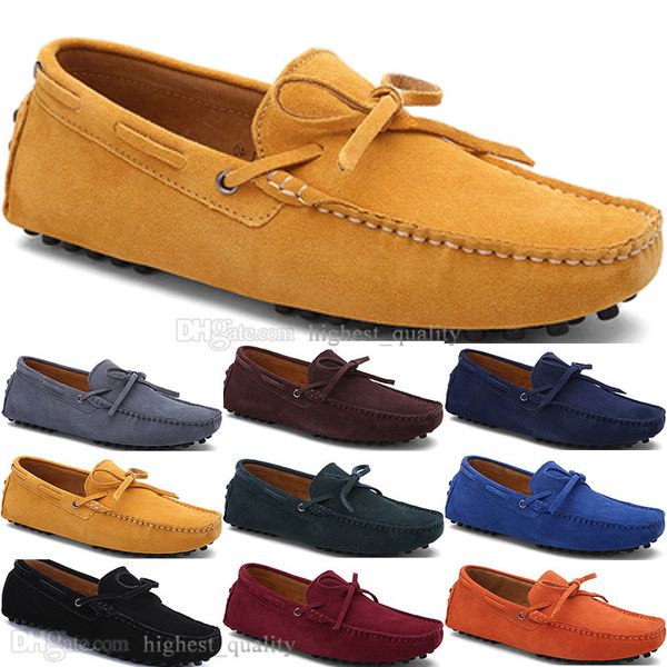 297 New Fashion mens Scarpe casual Pelle Stile britannico primavera Coppia Genuine Peas Scrub uomo Drive Lazy man copriscarpe outdoor comodo traspirante nero giallo