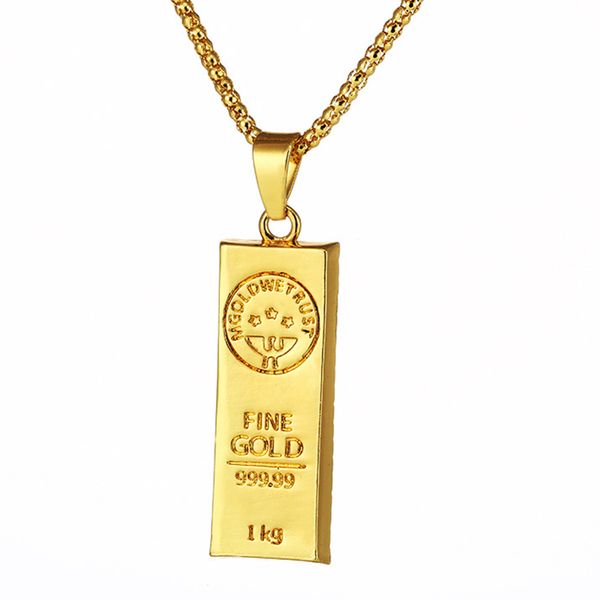 

men's gold bar pendant necklace valentine's day gift metal necklace hip hop fashion jewelry accessories, Silver
