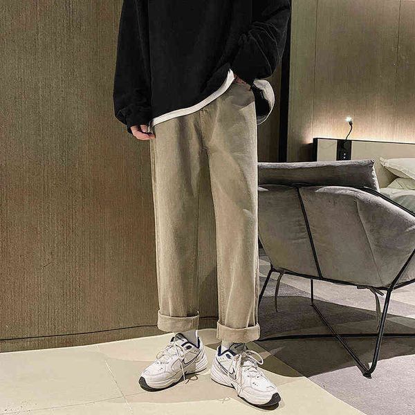 

khaki green beige jeans men's fashion casual baggy jeans men streetwear loose hip-hop straight denim trousers mens clothing t220726, Blue