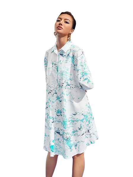 

x sarah stevenson button front tie dye shirt dress r2nm#, Black;gray