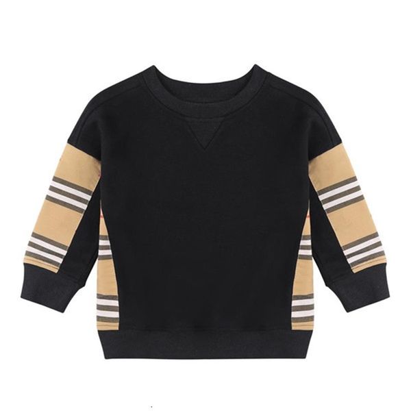 

children's clothing kids t-shirts boys lattice stripe long sleeve girls autumn winter cotton sweatshirt children brand t292v, Black