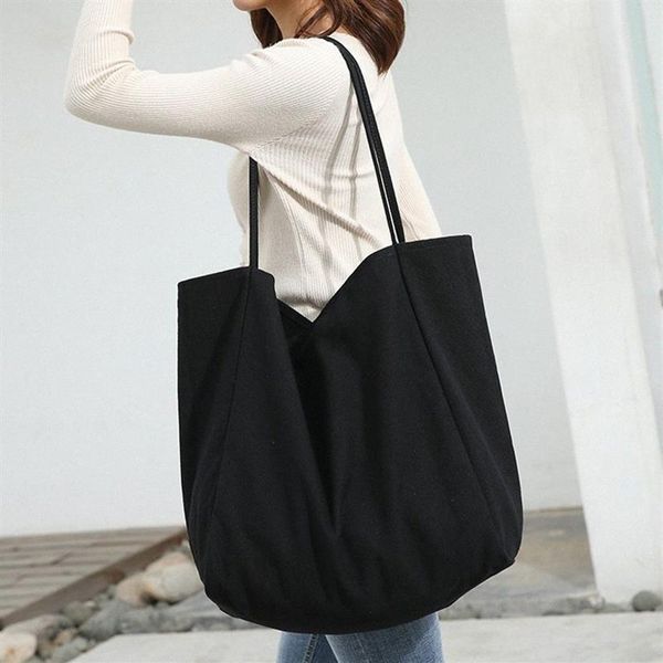 

women girl tote bag canvas shopping bag reusable soild extra large tote grocery eco environmental shopper shoulder bags 105o#234l