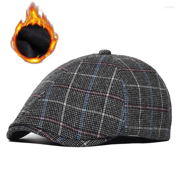 Berretti da uomo in misto lana spessa vintage edera berretto Sboy caldo inverno classico cappello ottagonale cappelli da detective berretti piatti retrò berretti Wend22