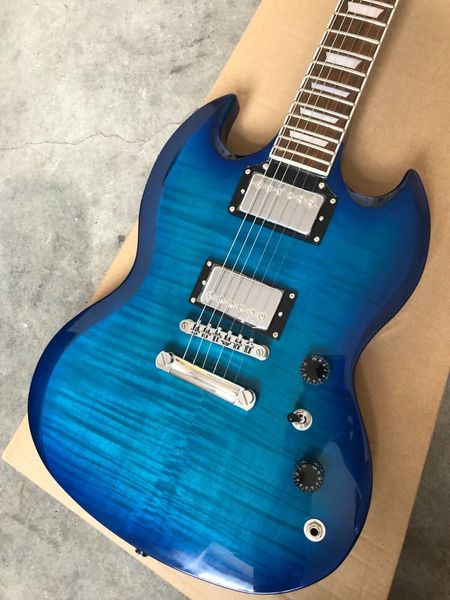 

custom factory blue electric guitar clear stock