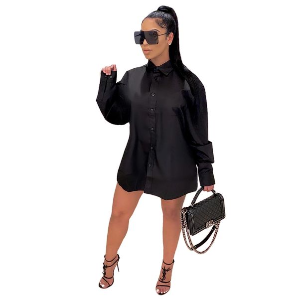 

women fashion letter printed shirts dresses baby make money letters print turn-down neck long aa, Black;gray