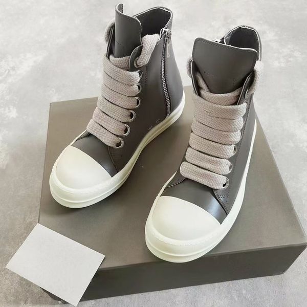 

2022ss high luxury gray genuine leather boots jumbo big lace real picture ramon booties, Black
