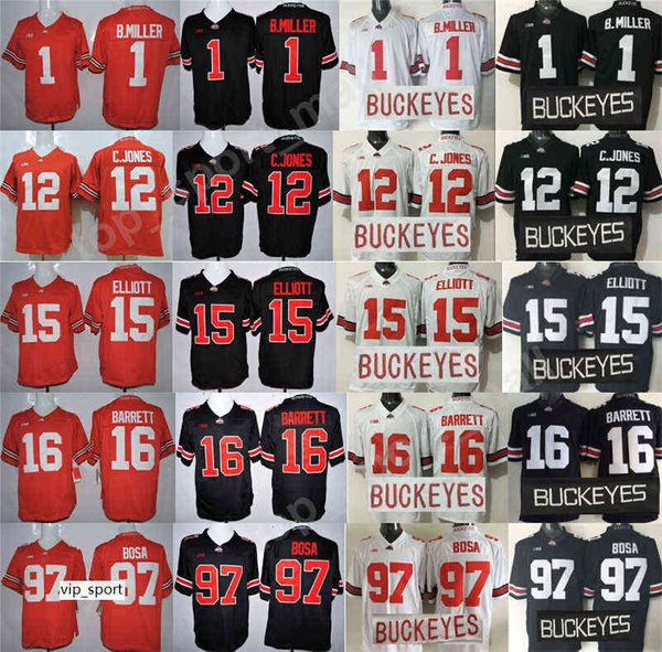

college football ohio state buckeyes jerseys men stitched ezekiel elliott 97 joey bosa 1 braxton miller cardale jones jt barrett, Black