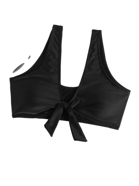 

plus knot front bikini e1un#, Black