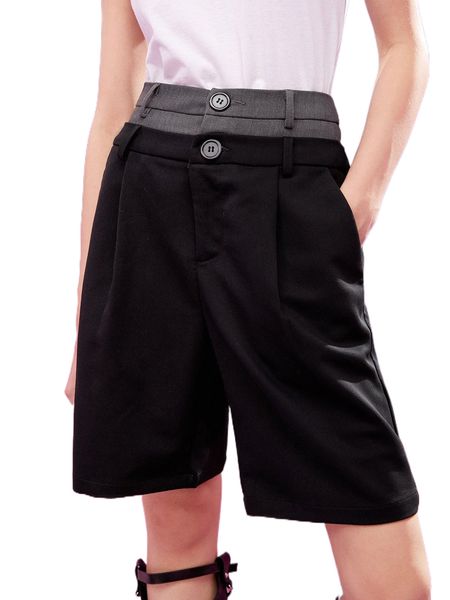 

x pauline murati 2 in 1 waist fold pleated shorts 01ks#, White;black