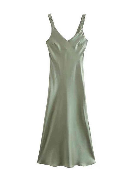 

women silk satin textured long dress fashion slim fit backless chic v neck slip dresses l220714, Black;gray