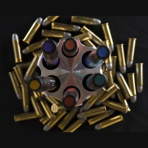 Organizer per auto Cilindro Penna/Contenitore per matite Alluminio 6 fori Revolver Pen Supporto in metallo Regalo