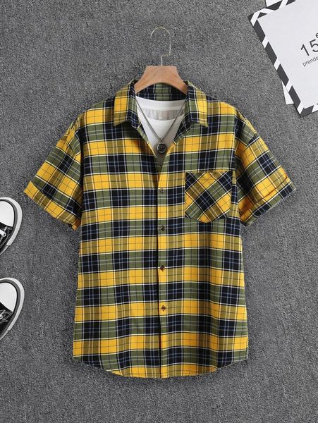 

men plaid print shirt without tee 569z#, White;black