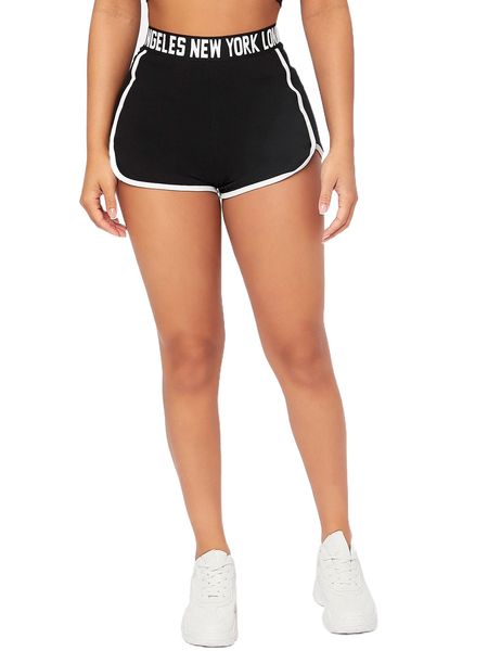 

petite letter tape contrast binding shorts m9fr#, White;black