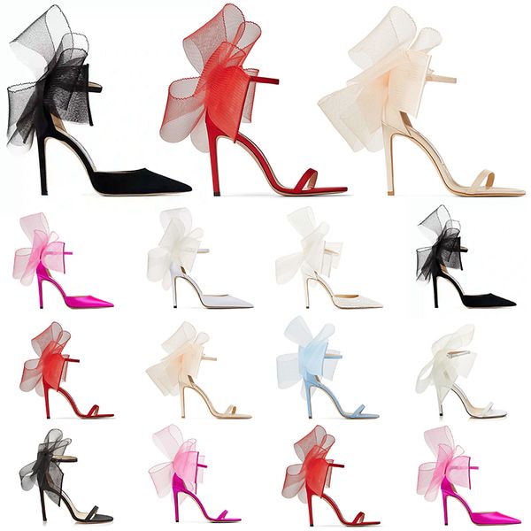 

sandals with high box designer heel heels women averly pumps aveline sandal with asymmetric grosgrain mesh fascinator bows shoes black748, Black