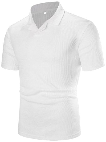 

men waffle knit polo shirt u3c8#, White;black