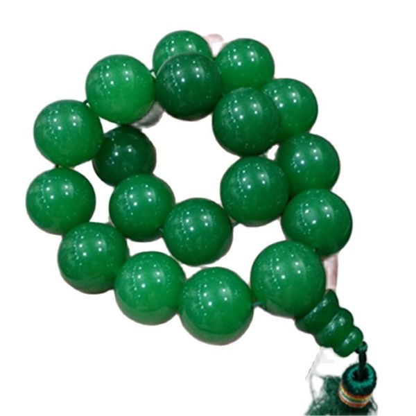 

natural green jade beads bracelet 18 beads beads bracelet, Silver